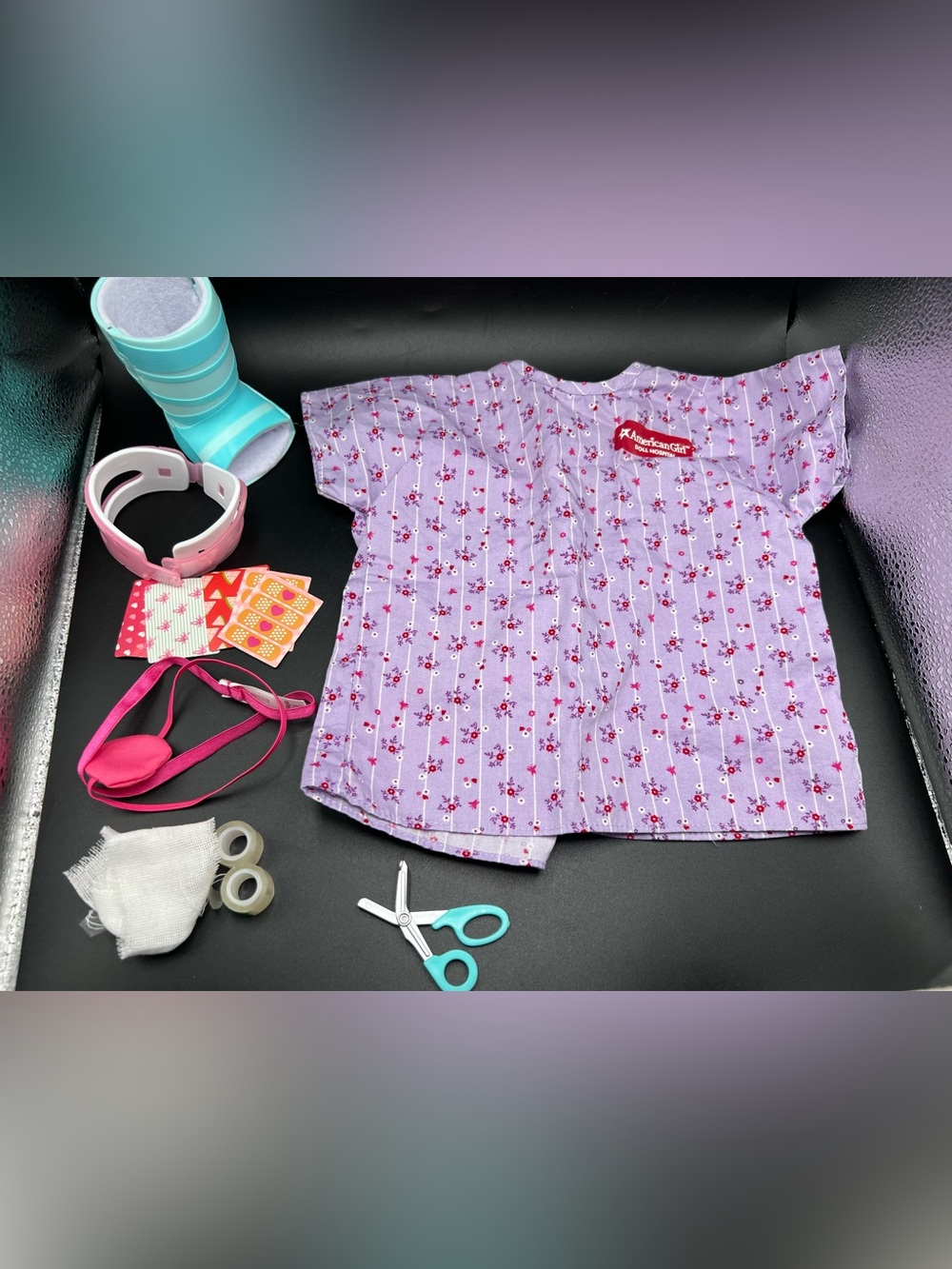 American Girl Doll And OG Hospital Gown Lot Bandaid Cast Scissors